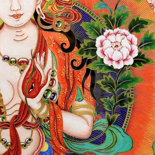 张同禄景泰蓝掐丝珐琅画白度母