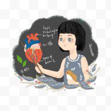 手绘卡通生物老师