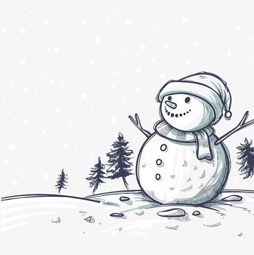 圣诞节红色帽子围巾微笑雪人ai矢量png