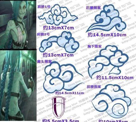 lol英雄 联盟 暴走萝莉 jinx 金克斯 cos可撕 纹身贴纸