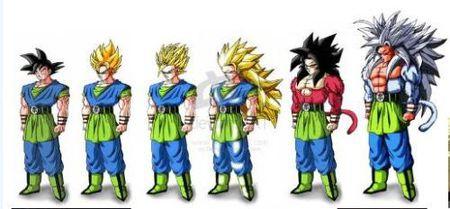 七龙珠中超级赛亚人1到5在外貌上有什么区别