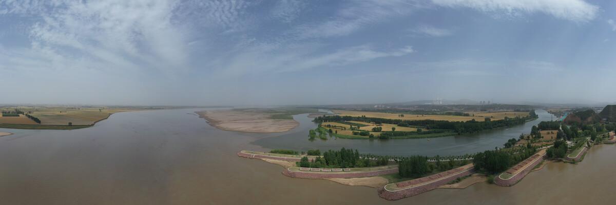 航拍河南郑州河洛汇流景区