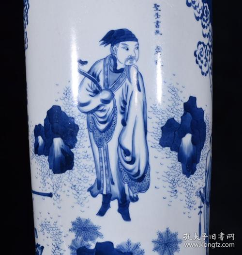 清青花人物筒瓶4817厘米