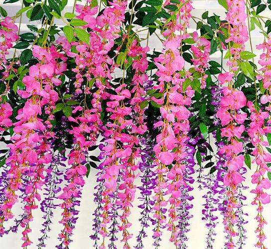 仿真紫藤花彩印仿真花绢花藤条豆花串婚礼庆典家居装饰热卖特惠