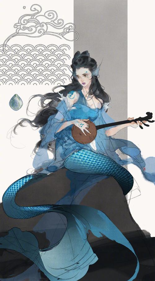 伊吹鸡腿子▏古风美人鱼插画的详细绘画过程参考