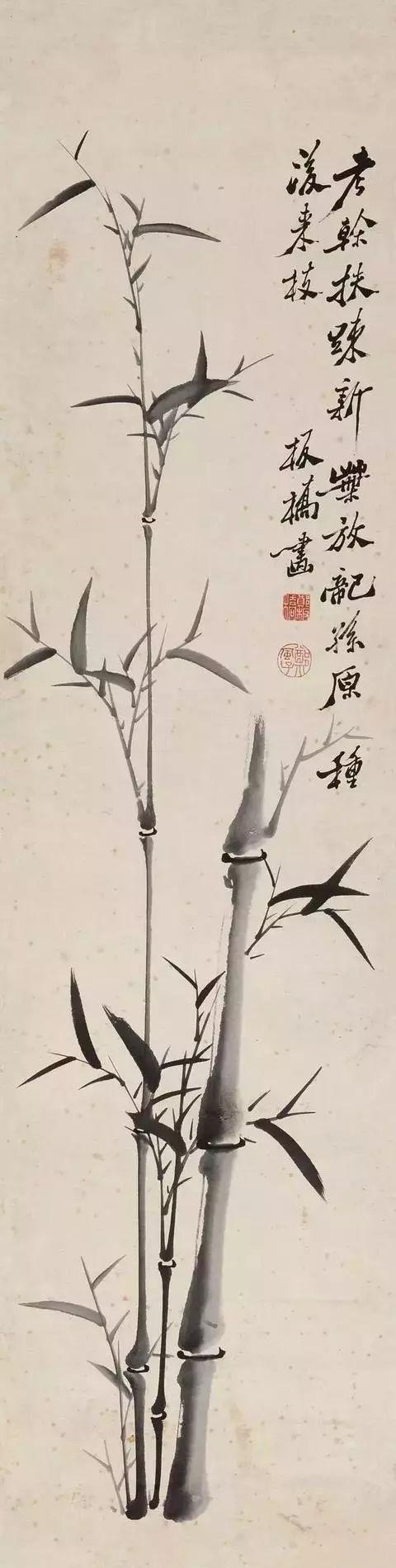 郑板桥竹子  他的特异之处还在于他作画全然体现了"书画同源"理念