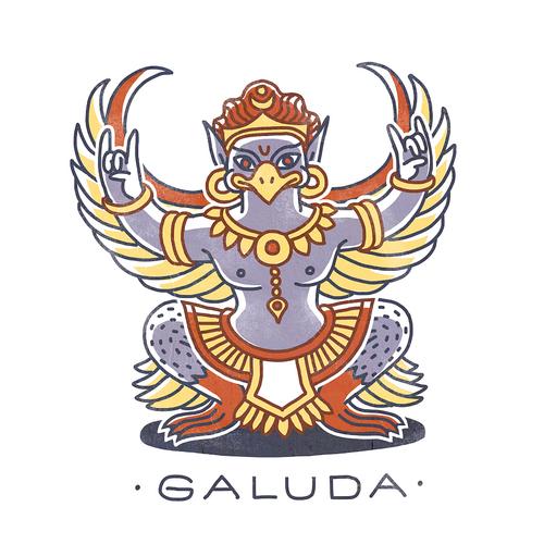 嘎鲁达:金翅大鹏鸟,又称迦楼罗,毗湿奴的坐骑