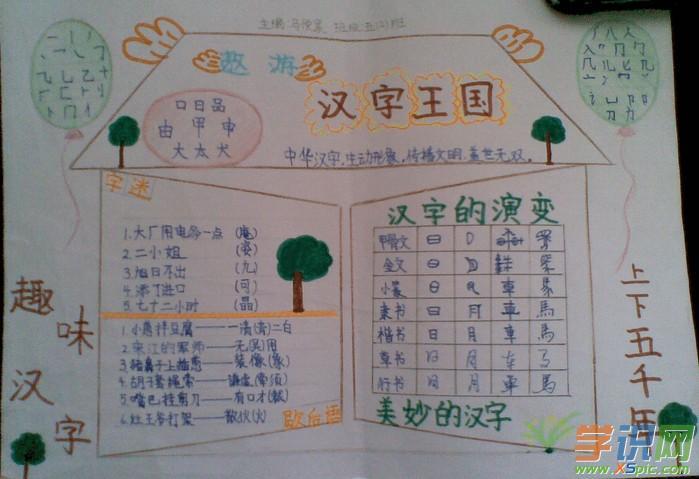 五年级邀游汉字王国手抄报图片