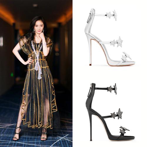 查看淘宝2018春季新款杨幂同款高跟鞋细跟星星水钻一字扣带绑带性感