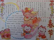 猴年春节儿童手抄报