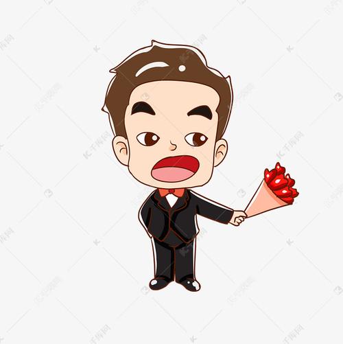 手绘帅气的新郎插画