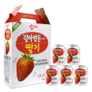 韩国饮料 海太草莓汁 238ml韩国进口果汁 12听装 含果粒