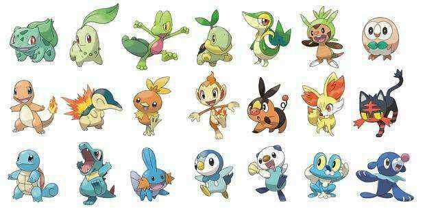 神奇宝贝各地御三家及进化型