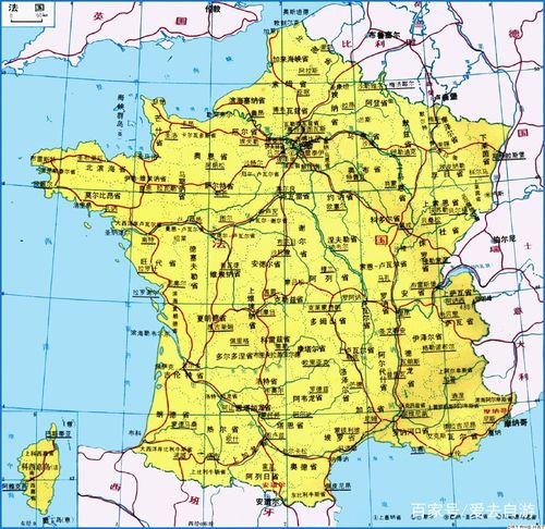 法国地图高清中文版