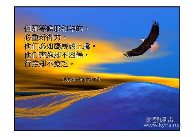 以致如鹰返老还童;将自己放在上帝的面前,必能如鹰展翅上腾;将自己