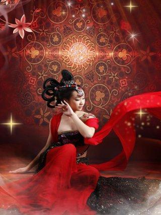 古装红衣女子图片