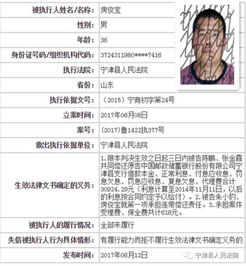 【曝光台】宁津法院:失信被执行人曝光台