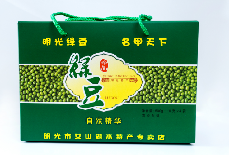 明光绿豆女山湖特产包装盒印刷设计
