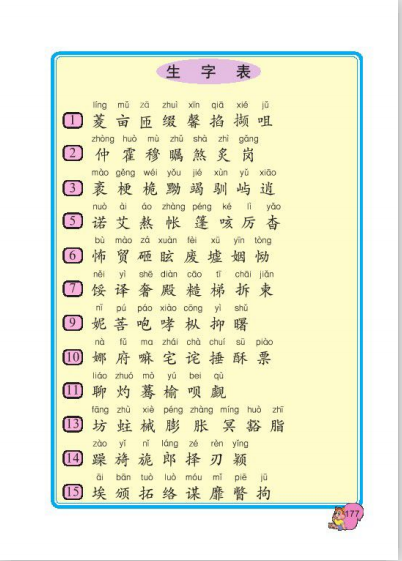 小学五年级下册语文生字表电子教材学生用书(西南师范