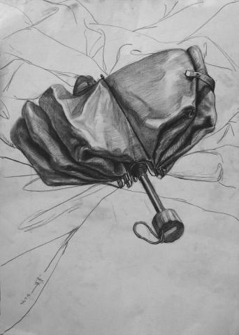 谁有折叠伞的素描画?