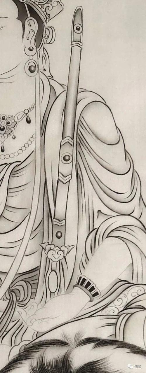 知道书画丨郑小语佛画 白描《文殊菩萨》
