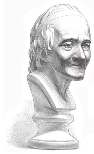 素描入门 石膏伏尔泰头像的画法步骤分析