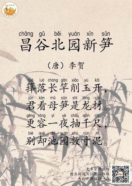 《听刘姥姥讲古诗》-160昌谷北园新笋 箨落长竿削玉开