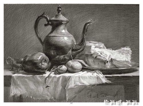 李汉清素描静物作品欣赏 高清图片_酷比网-画画