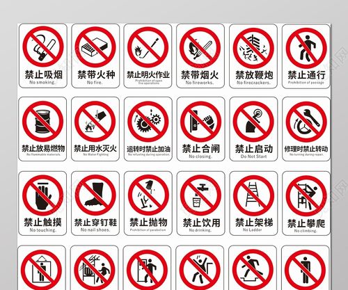 觅知网 设计素材 广告设计 简约风安全标识警示牌禁止吸烟禁止跨越