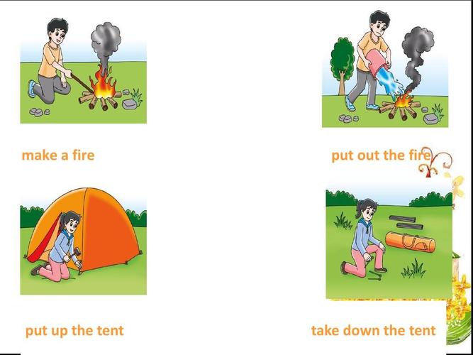 make   fire put out the fire put up the tent take down the tent