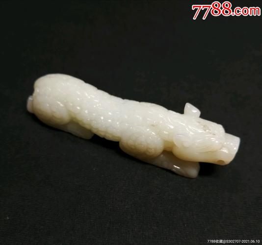 古玉老玉高古玉和田白玉东汉玉虎圆雕摆件瑞兽神兽把件