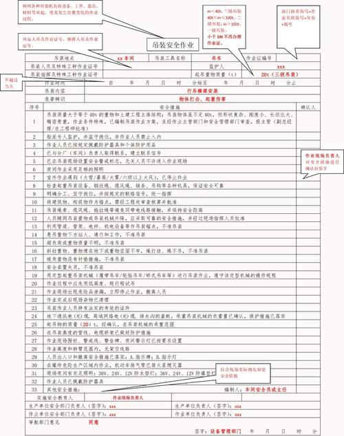 吊装作业证填写规范吊装作业培训★ 作业分级★ps:吊装重物质量m表示