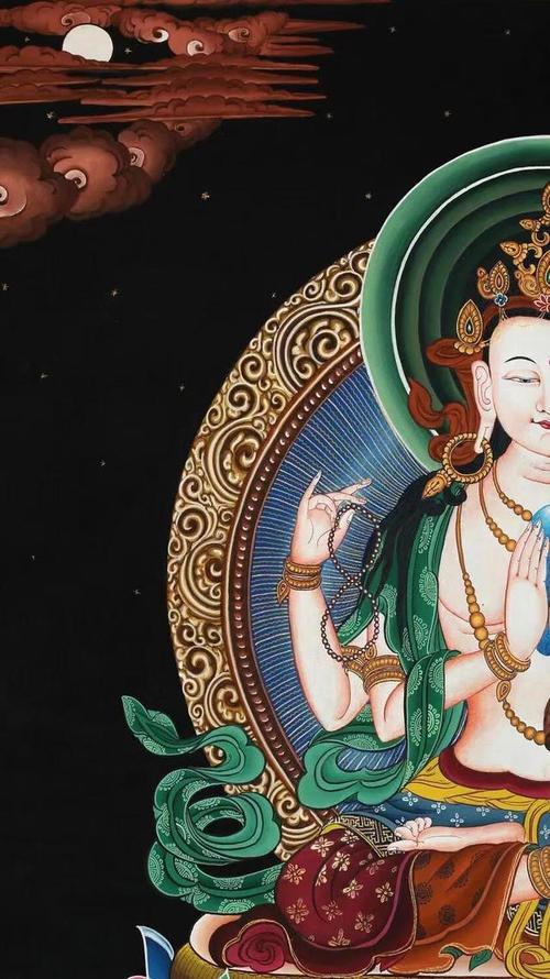 收藏级四臂观音菩萨唐卡