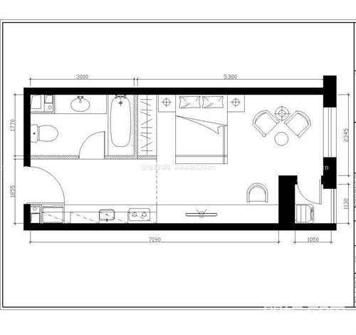 现代简约30平米小户型家装平面图