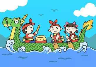 划龙舟简笔画手抄报 手抄报简单又好看