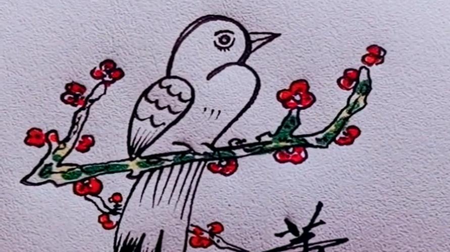 亲子互动简笔画,教你如何画喜鹊,认识颜色轻松学绘画!