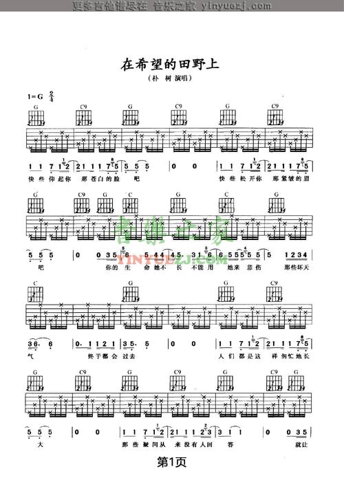 朴树《在希望的田野上》吉他谱
