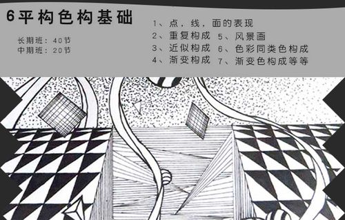 平面构成课程包括点线面的构成,还有重复,近似,渐变等构成