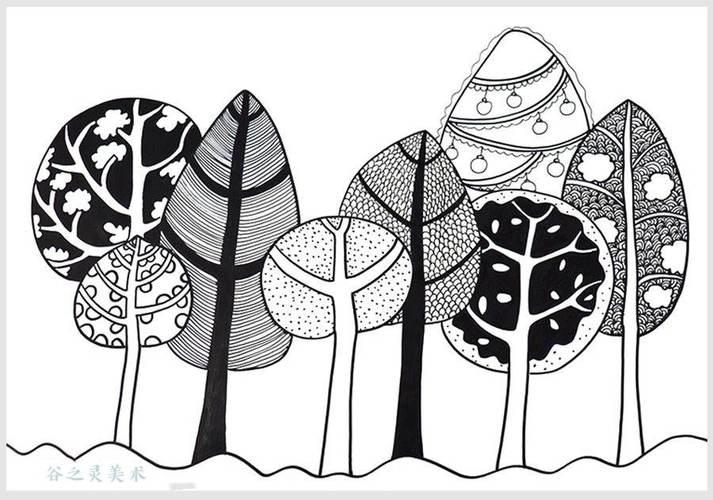 谷之灵米勒班线上第六课【线描画美丽的树林】