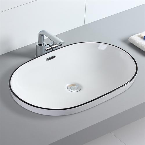 半嵌入式洗手盆单盆陶瓷台上盆家用台中盆卫生间水盆洗手池洗面盆视频