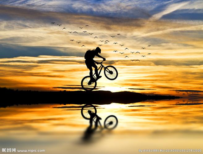 夕阳骑行图片