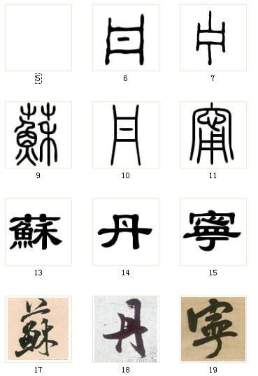 苏丹宁甲骨文,小篆,隶书,行书怎么写?