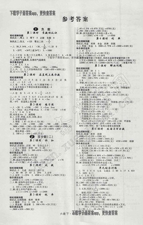 2018年新领程小学数学六年级下册人教版