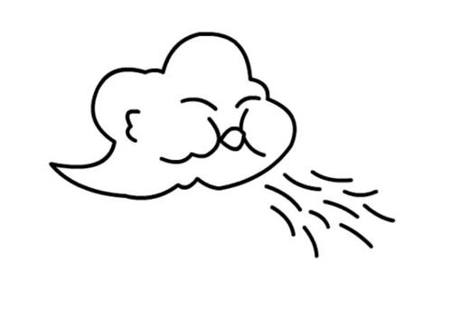 衣服被风吹的简笔画
