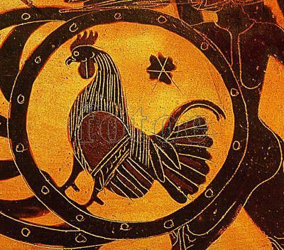 前600年瓶画(局部):古希腊士兵的盾牌上的图案.