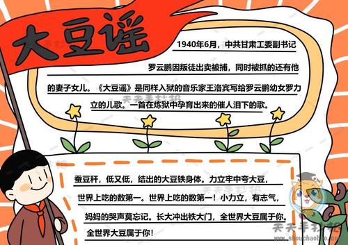 大豆谣手抄报内容简短模板，大豆谣手抄报带字图片素材