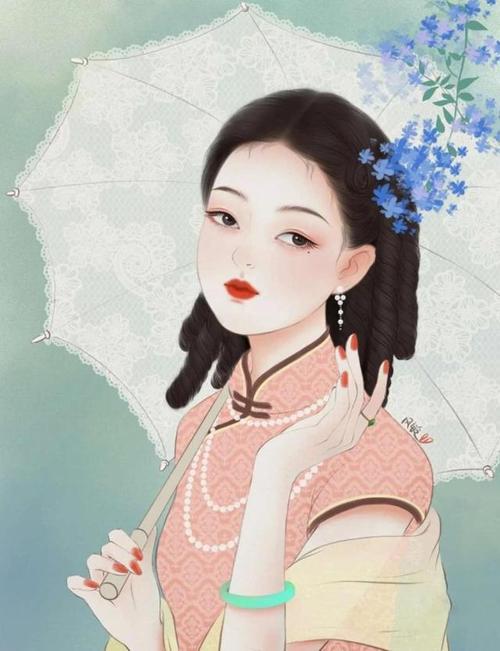 手绘民国风旗袍女生头像,太惊艳了