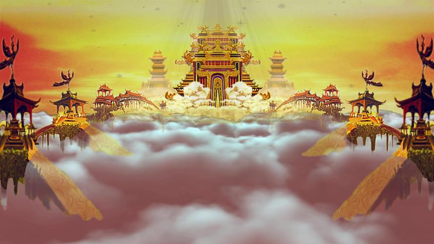 天宫天庭灵霄宝殿天庭宫殿祥云仙境_3840x2160_高清视频素材下载(编号