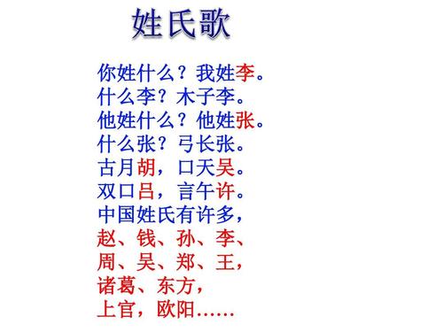 部编本一年级下册语文识字-2姓氏歌ppt