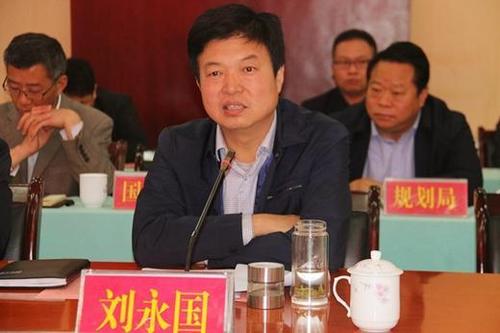南召县委书记刘永国,安徽富煌集团董事长杨俊斌出席洽谈会.